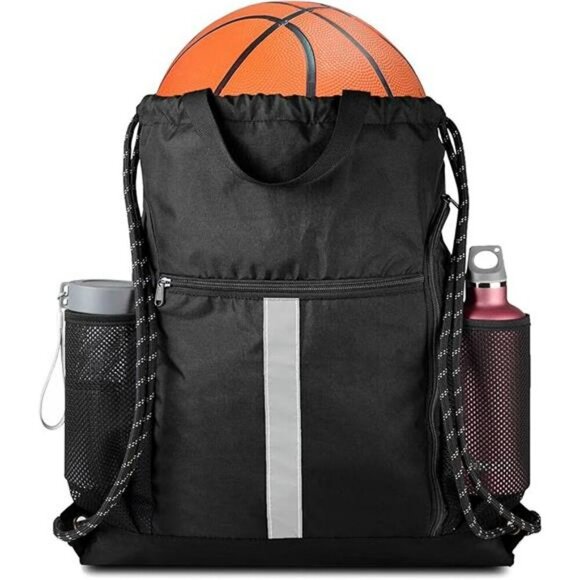 Drawstring Gym Backpack with Shoe Compartment Water Bottle Pockets Travel - Picture 7 of 7